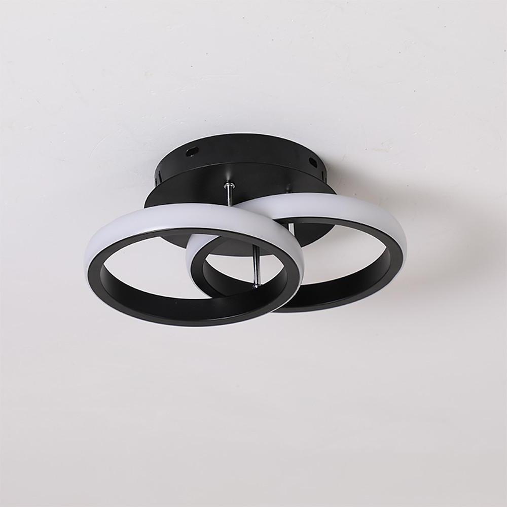 2-Light Metal LED Flush Mount Lighting Fixtures for Living Room Ceiling - Circle Design by Taavita
