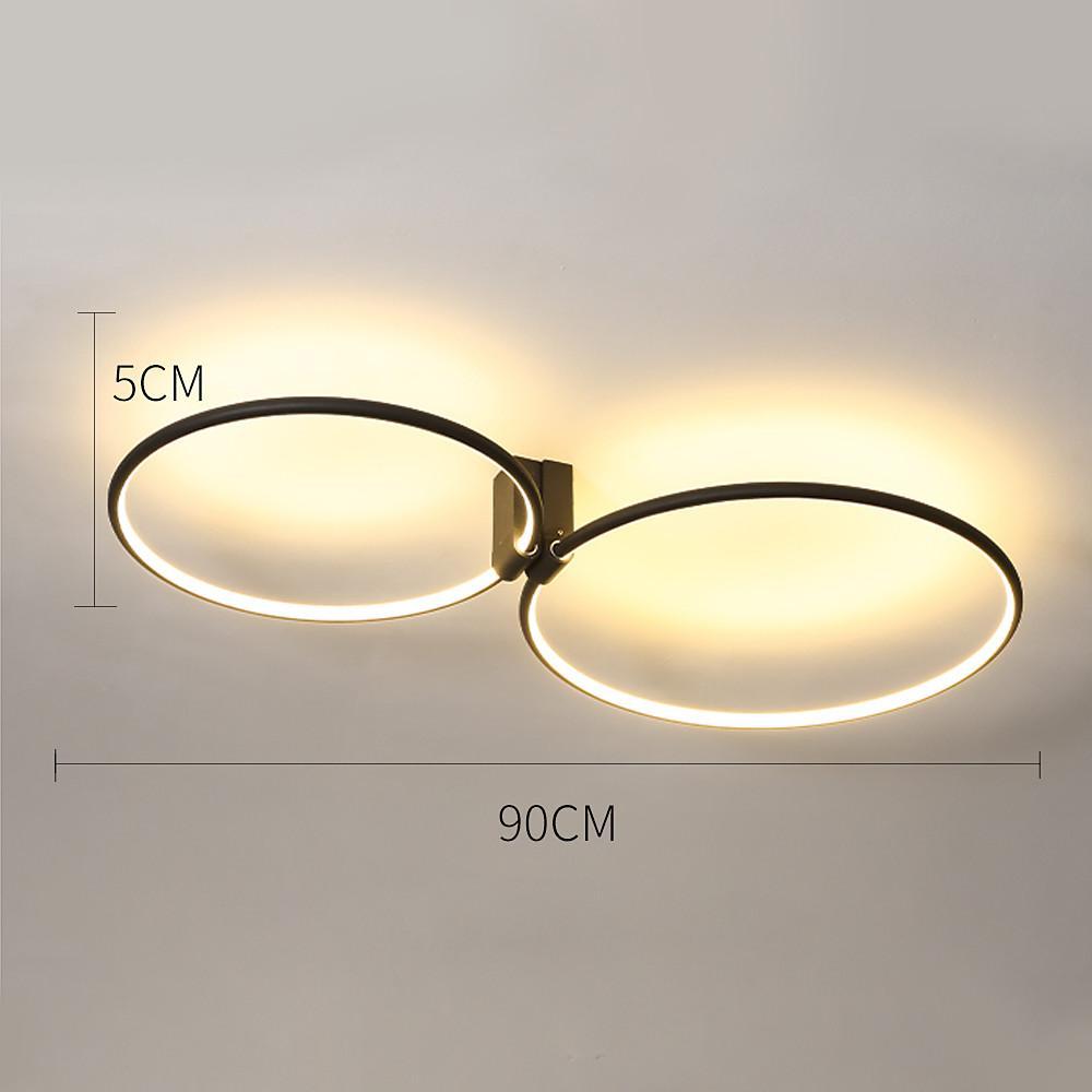 2-Light Circle Metal Abstract LED Flush Mount Ceiling Light for Bedroom