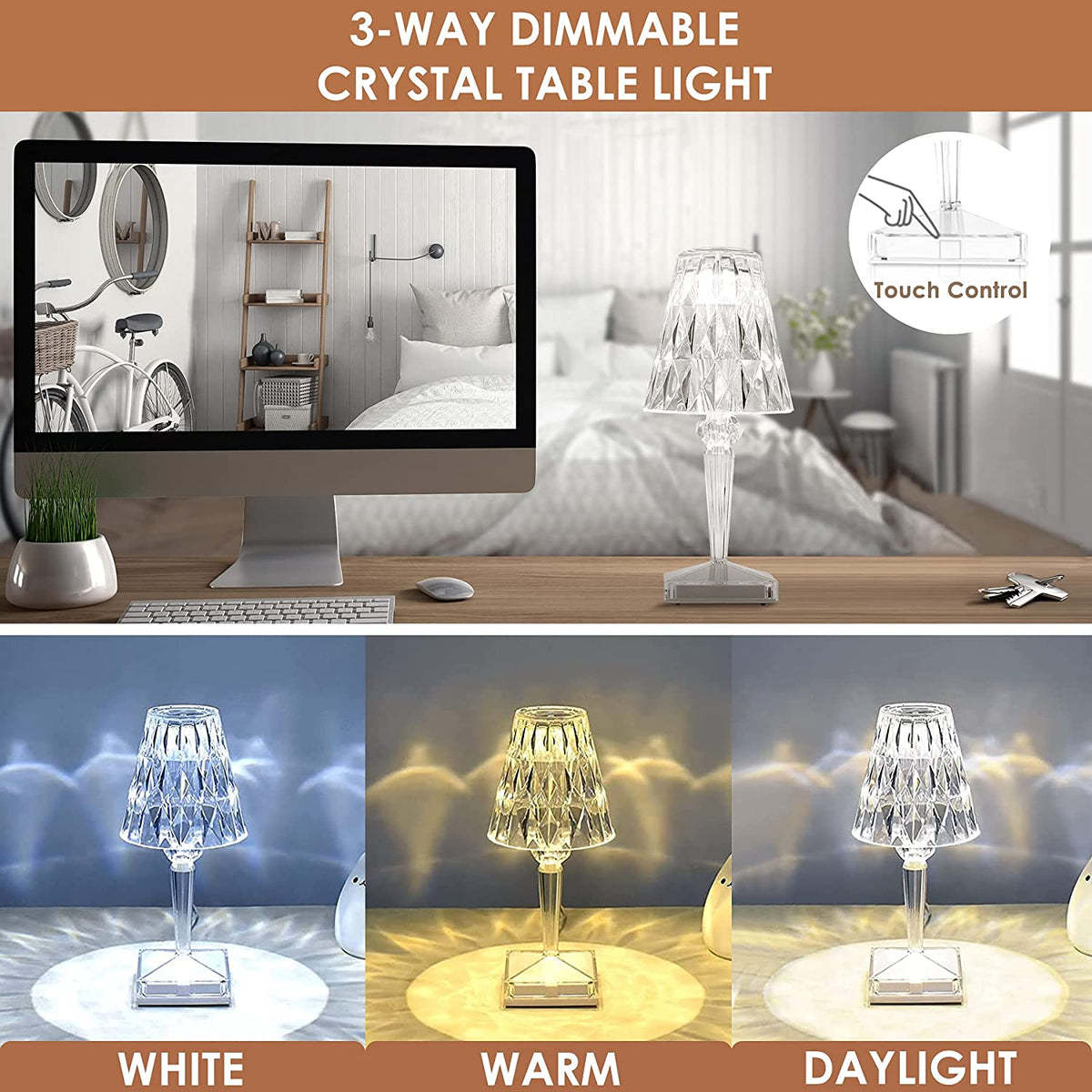 Elegant Diamond-Inspired LED Table Lamp for Modern Spaces