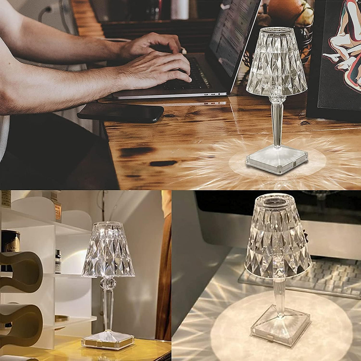 Elegant Diamond-Inspired LED Table Lamp for Modern Spaces