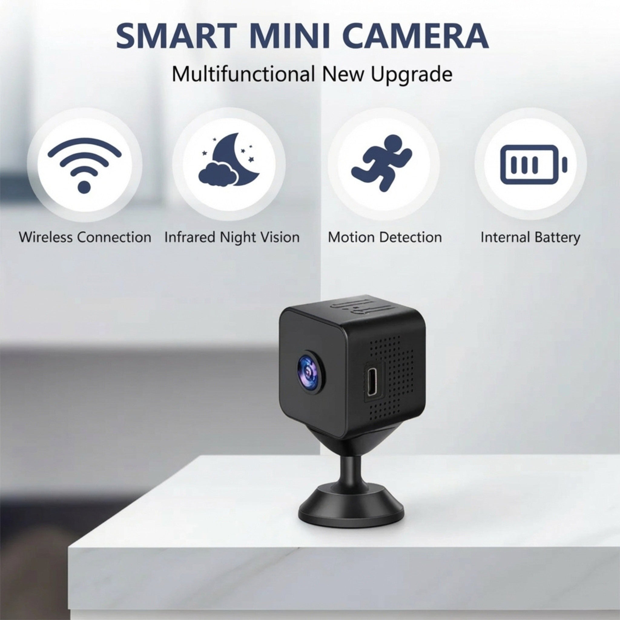 Compact Wireless Camera with Night Vision and Motion Sensor