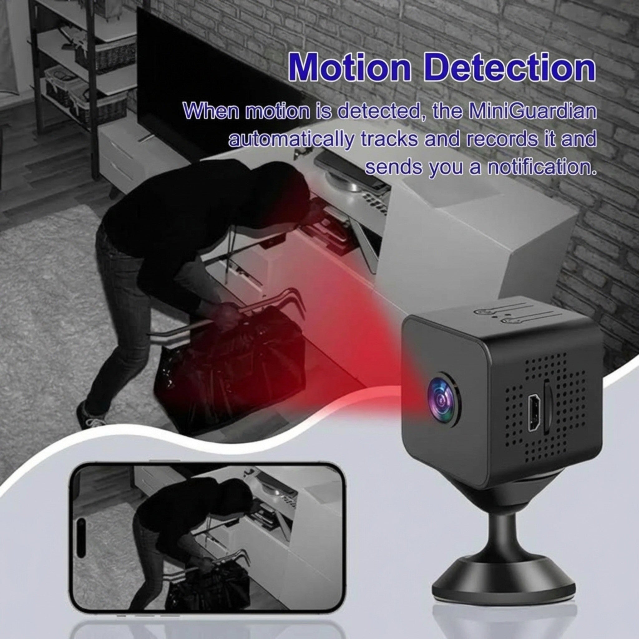 Compact Wireless Camera with Night Vision and Motion Sensor