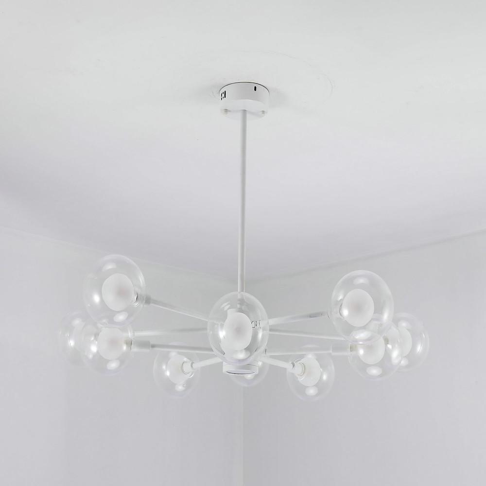 10-Light Contemporary White Glass LED Chandeliers Hanging Pendant Light by Taavita