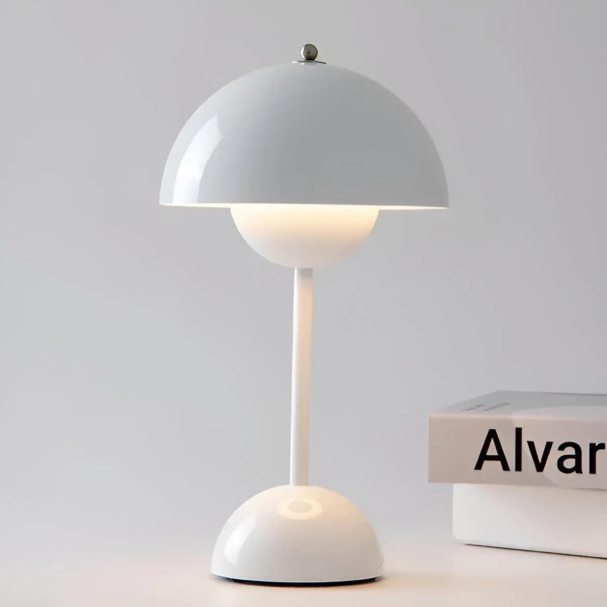 Table Lamp | Two-Sphere Mushroom Design | Stainless Steel | Customizable Brightness