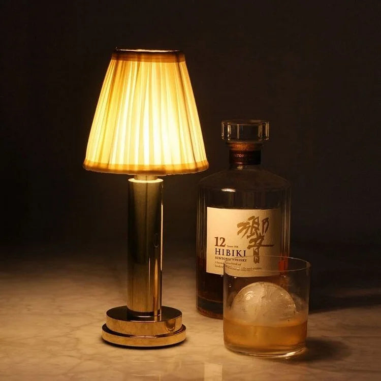 LuxeBeam Wireless Brass Table Lamp with Downlight Feature