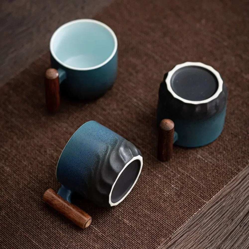 Espresso Cups with Wooden Handle - Vintage Style