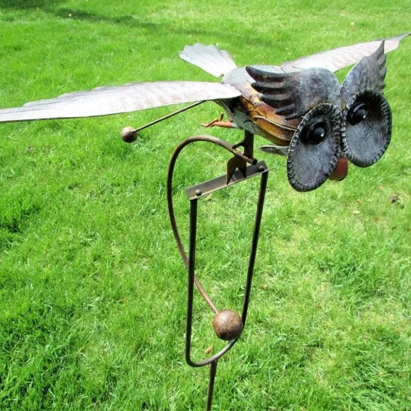 Dynamic Feathered Windmill Garden Sculpture