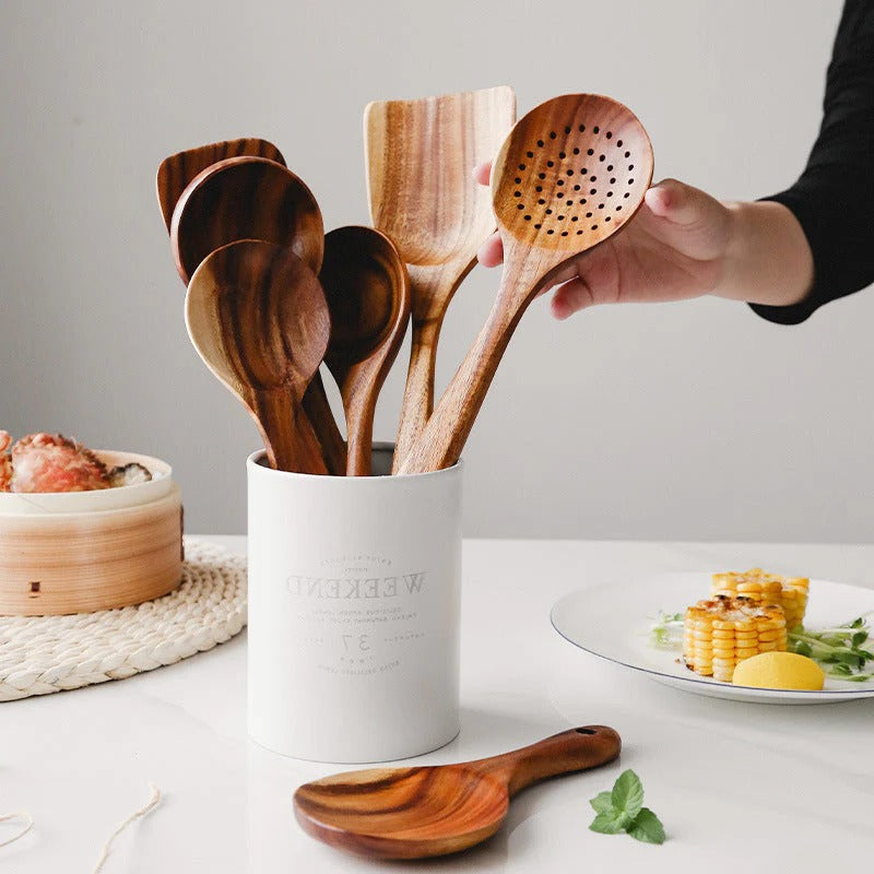 Sustainable Teak Wood Cooking Utensil Collection
