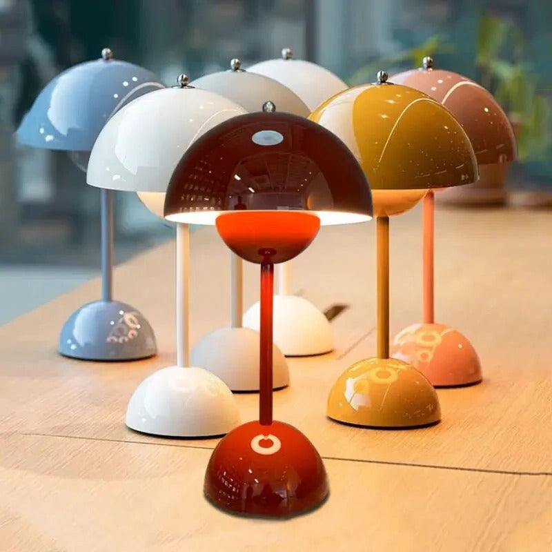 Chic Mushroom Table Lamp with USB Rechargeability