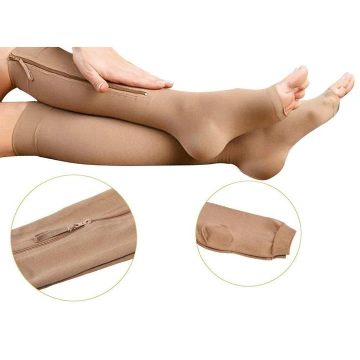 Effortless Comfort Zipper Compression Socks, 20-30 mmHg Support