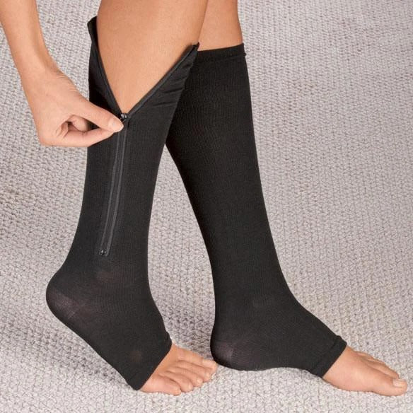 Effortless Comfort Zipper Compression Socks, 20-30 mmHg Support