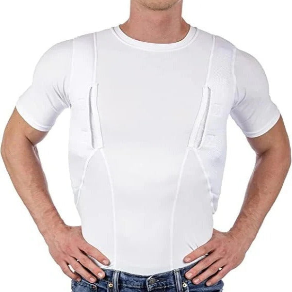 Men's and Women's Concealed Carry Compression Shirt with Hidden Pockets