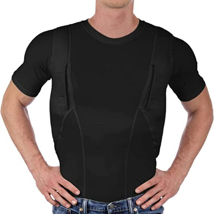 Men's and Women's Concealed Carry Compression Shirt with Hidden Pockets