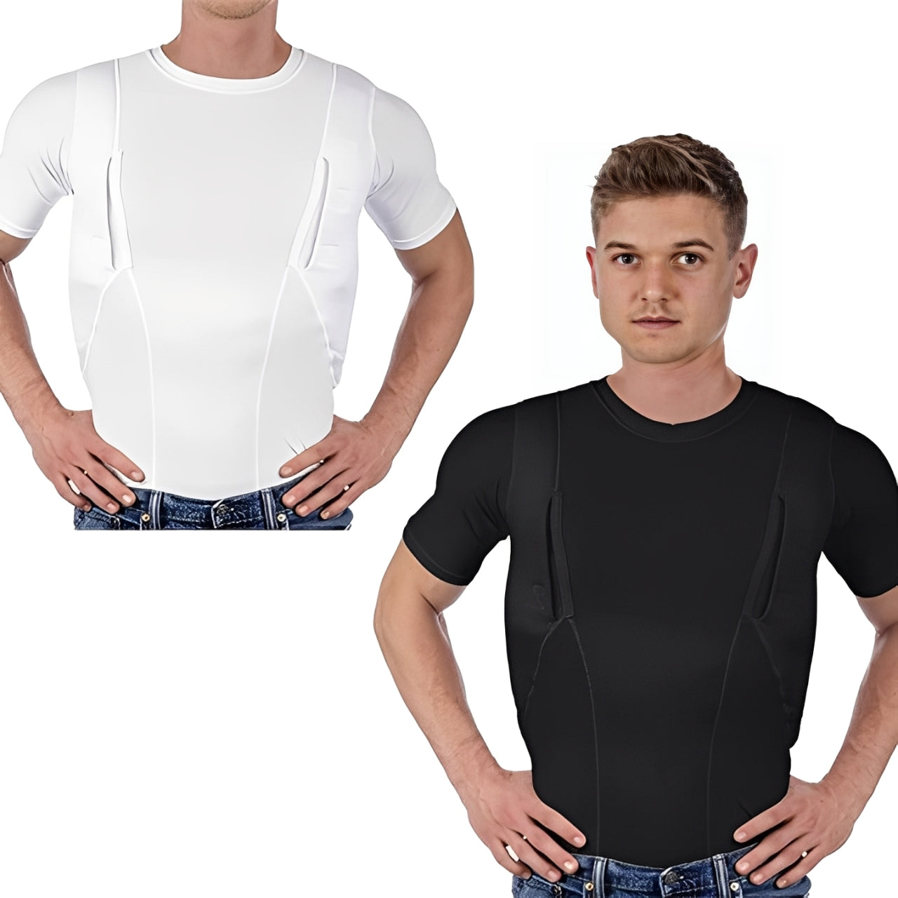 Men's and Women's Concealed Carry Compression Shirt with Hidden Pockets