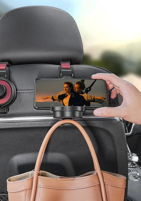 Multi-Functional Headrest Organizer with Drink and Phone Holder