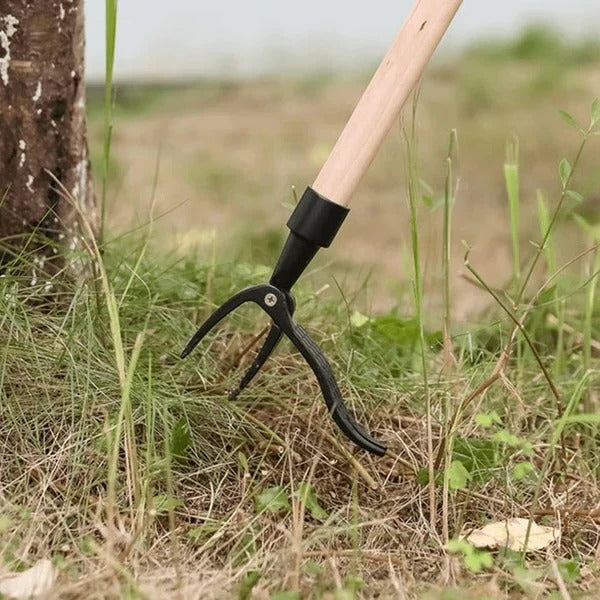 Ergonomic Garden Weeder with 4-Prong Root Extraction