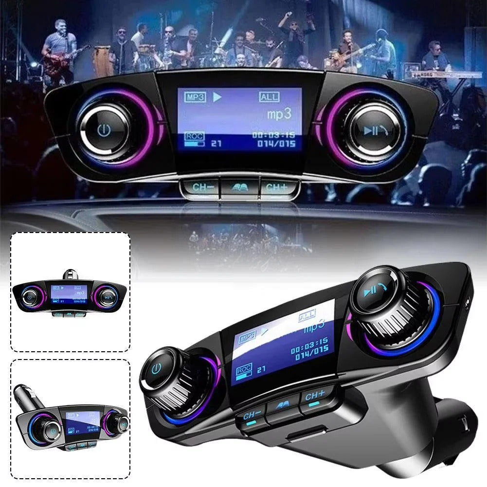 Smart Car Audio Transmitter with Dual USB Power Ports