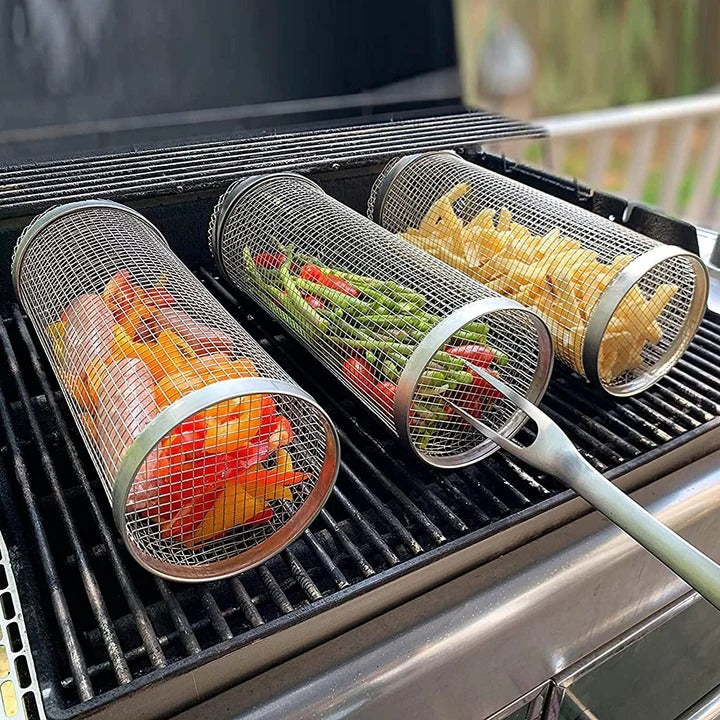 360° Rotating Grill Basket for Effortless Cooking