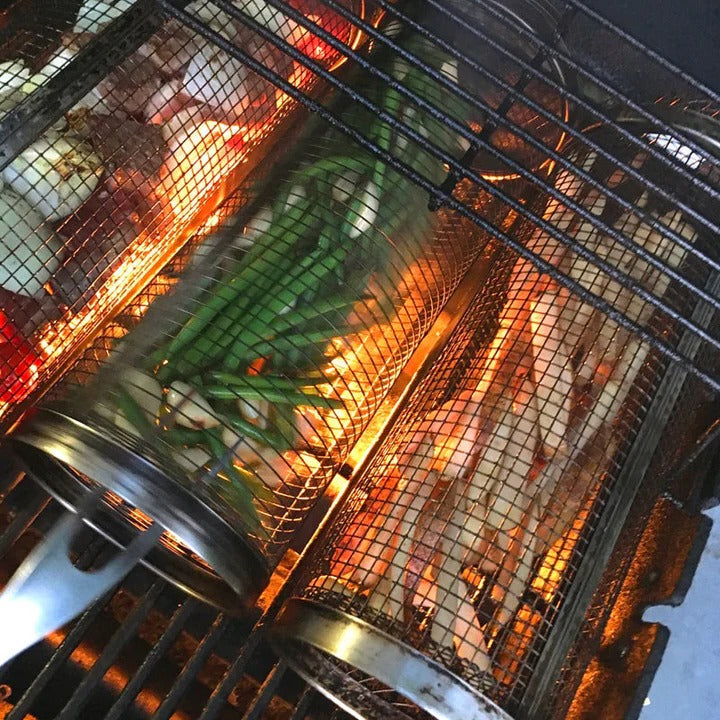 360° Rotating Grill Basket for Effortless Cooking
