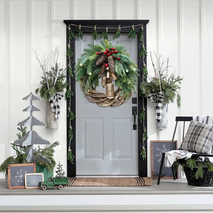 Chic Holiday Wreath with Handcrafted Vine and Dried Flowers