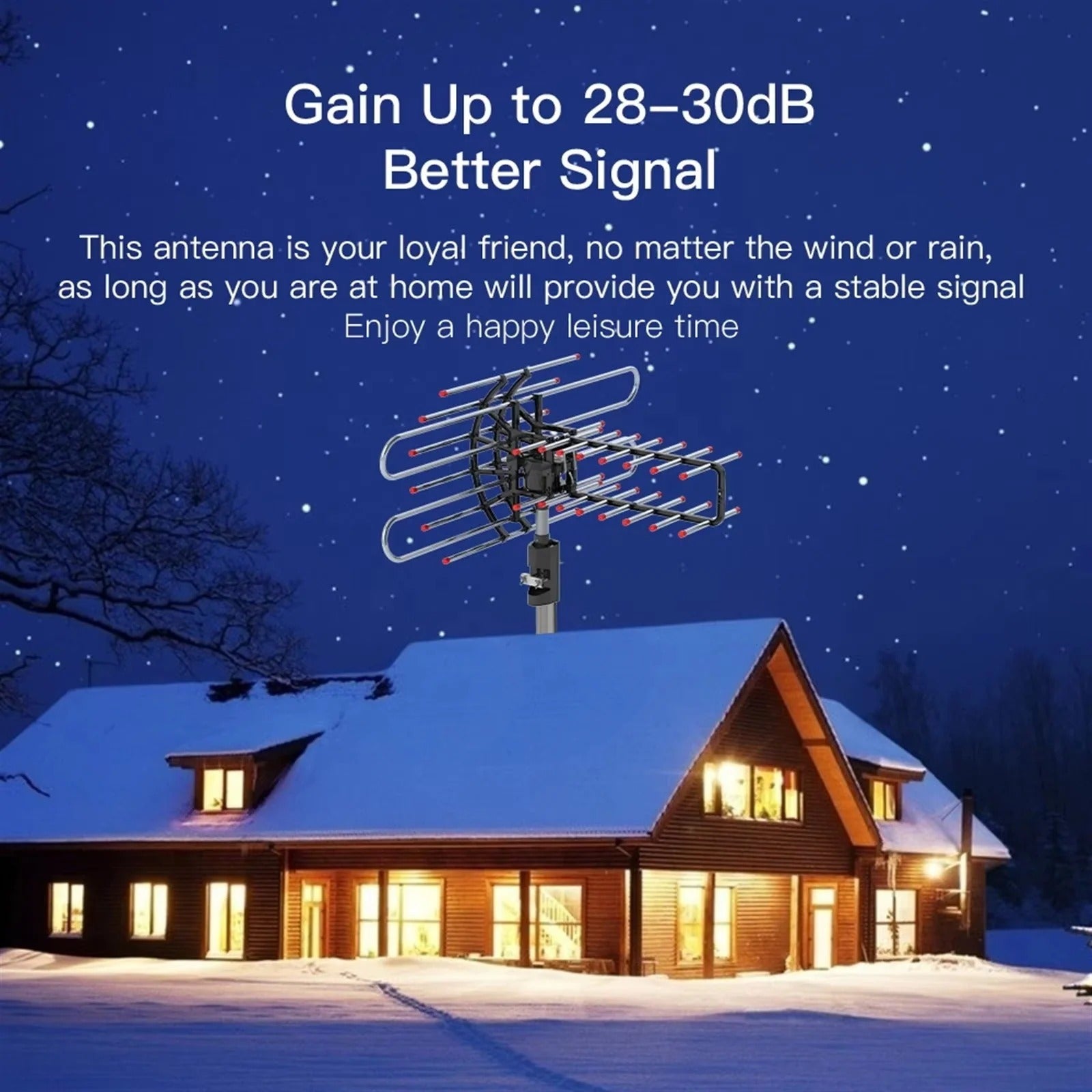 Versatile Outdoor TV Antenna with Dual Frequency and 360° Rotation