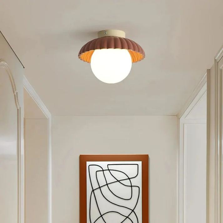 Elegant Iron Ceiling Light with Soft Cream Glass Shade
