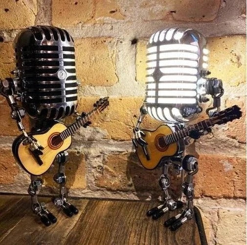 Whimsical Robot Desk Light with Guitar and Microphone
