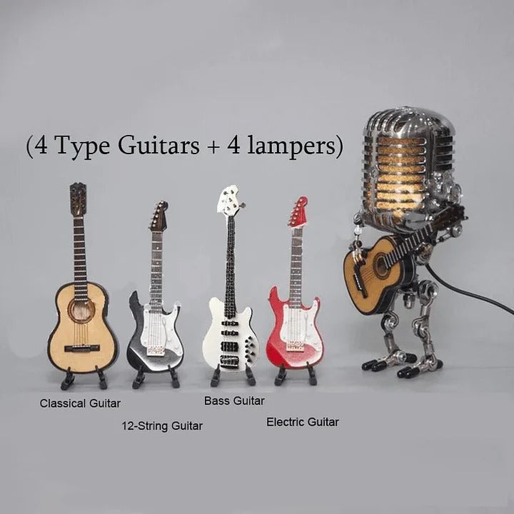 Whimsical Robot Desk Light with Guitar and Microphone