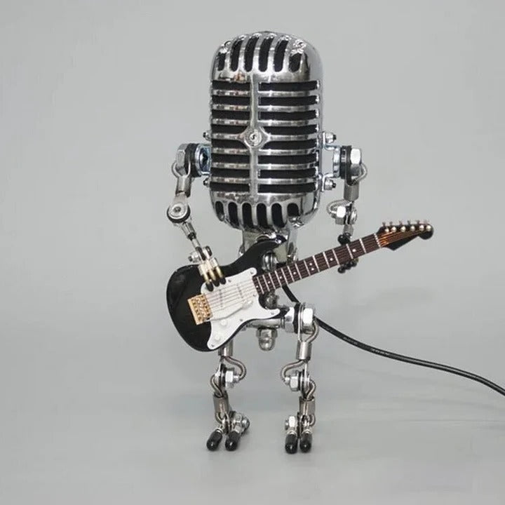 Whimsical Robot Desk Light with Guitar and Microphone