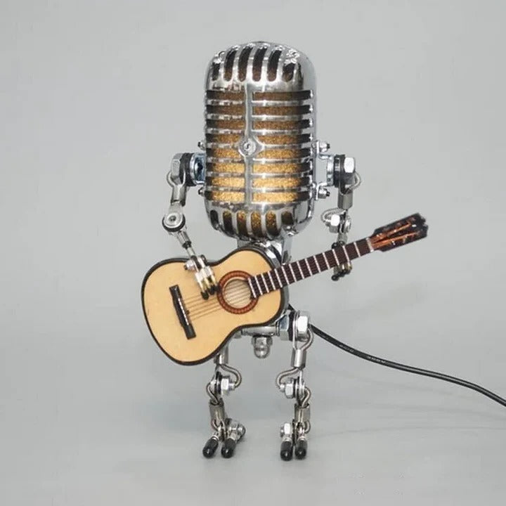 Whimsical Robot Desk Light with Guitar and Microphone
