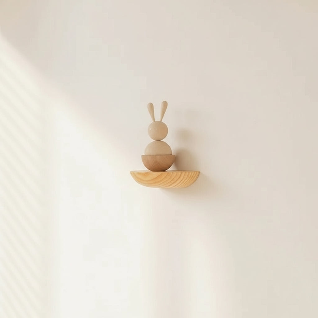 Curved Natural Wood Floating Display Shelf