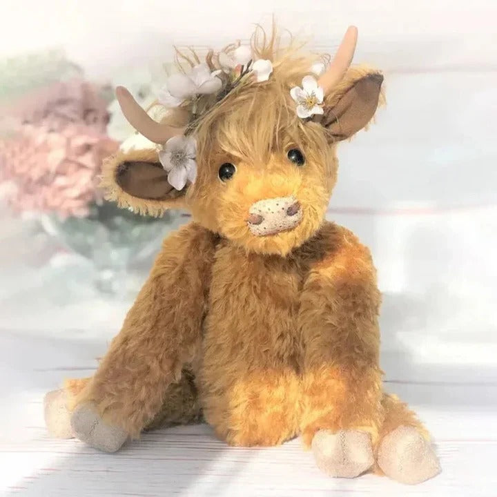 Charming Floral Highland Cow Plush Toy