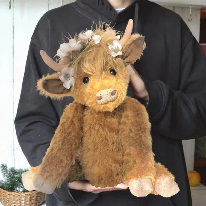 Charming Floral Highland Cow Plush Toy