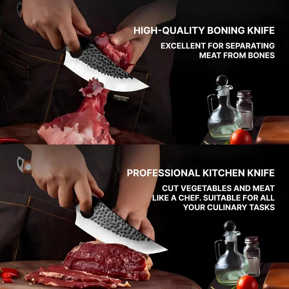 Handcrafted Kitchen Chef Knife with Ergonomic Wooden Grip