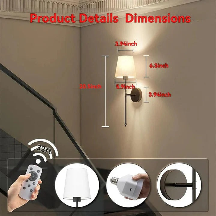Cordless Wall Light Set with Adjustable Features - 2 Pack