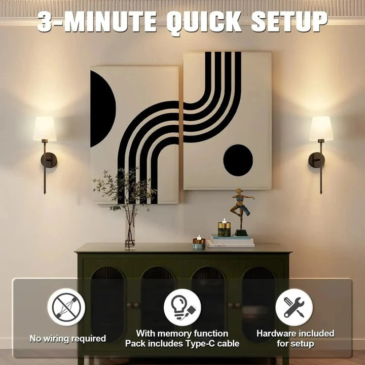 Cordless Wall Light Set with Adjustable Features - 2 Pack