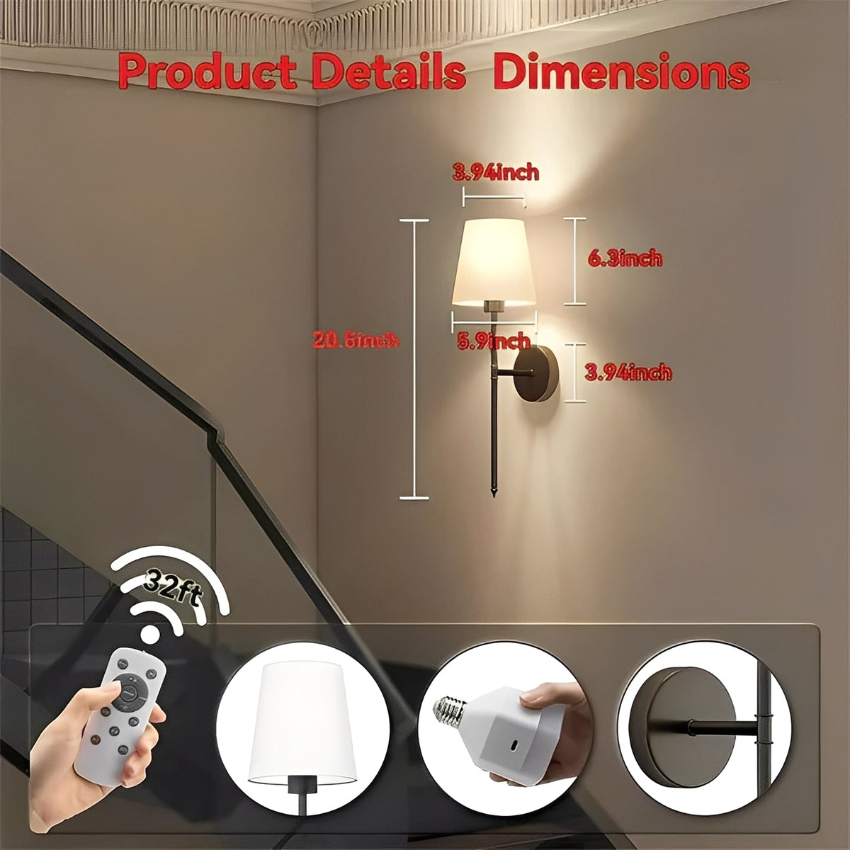 Versatile Wireless Wall Lamps with Customizable Lighting – Set of 2