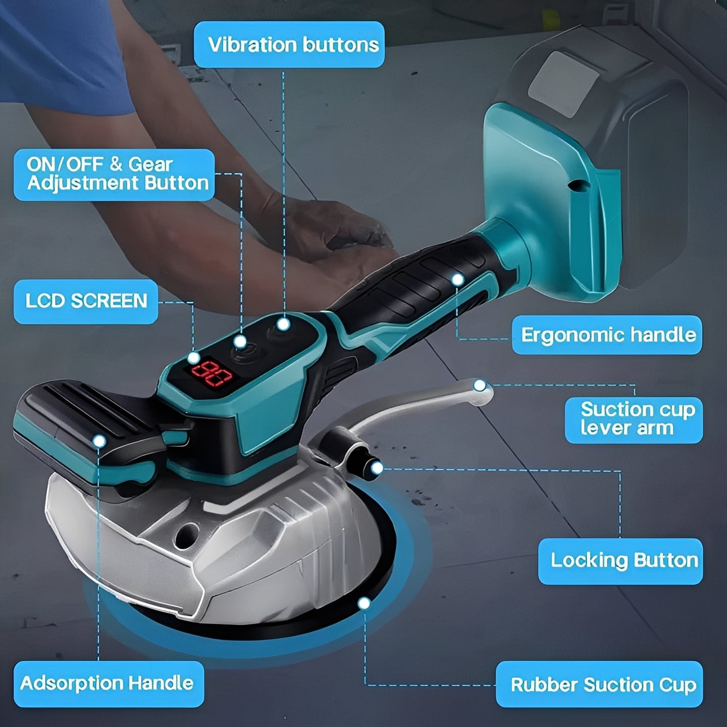 Smart Tile Lifter with Vibration and LCD Display