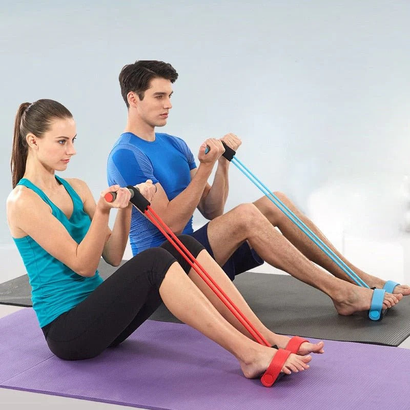 Home Workout Resistance Band System with Foot Pedal