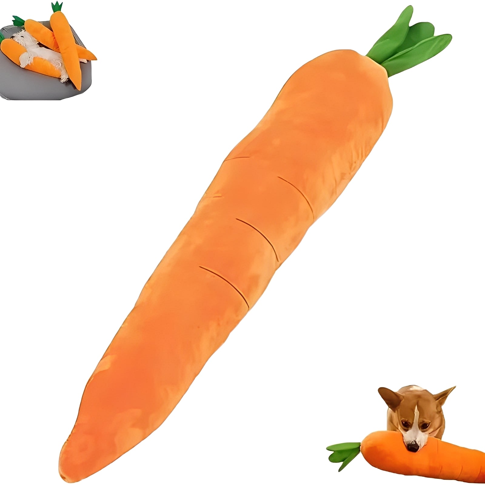 Soft Carrot-Shaped Plush Toy with Squeaker for Dogs