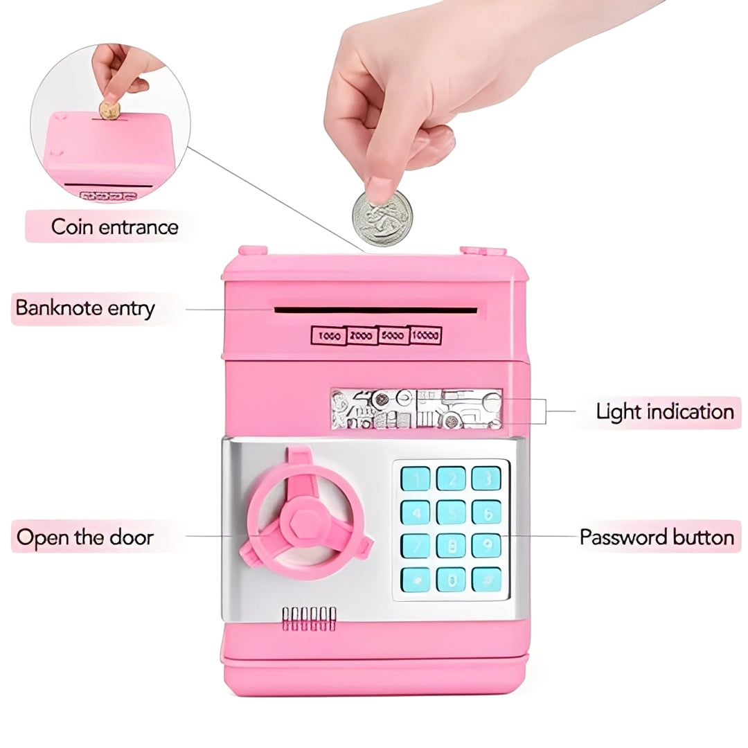 Smart Kids Coin Bank with Secure Lock and Easy Access