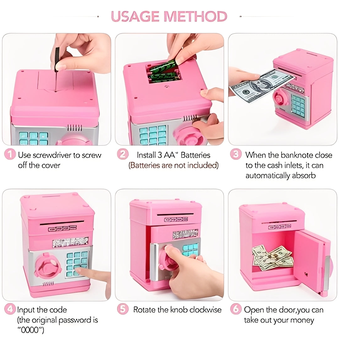 Smart Kids Coin Bank with Secure Lock and Easy Access