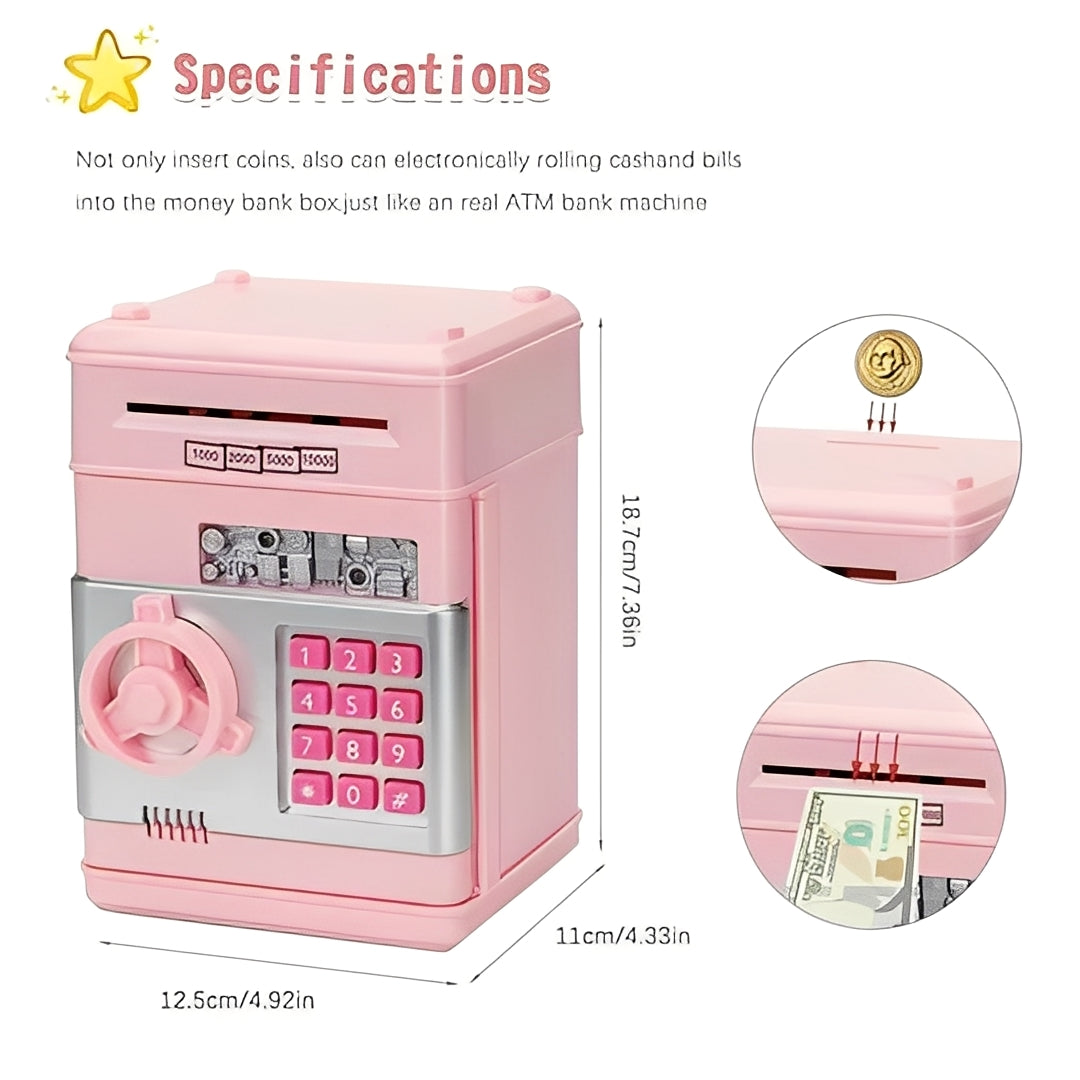 Smart Kids Coin Bank with Secure Lock and Easy Access