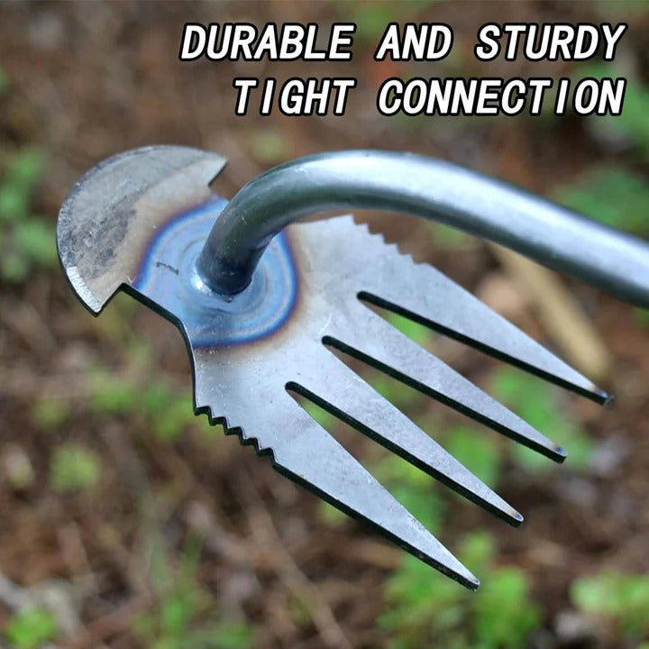 Ergonomic Handheld Weed Extractor with Steel Tines for Garden Use