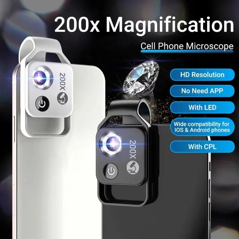 Compact 200X Smartphone Lens for Detailed Exploration