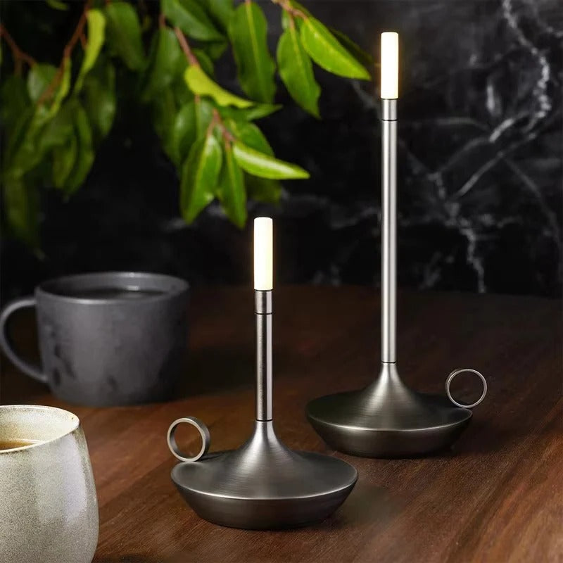 Portable LED Table Lamp with Rechargeable Candle Glow