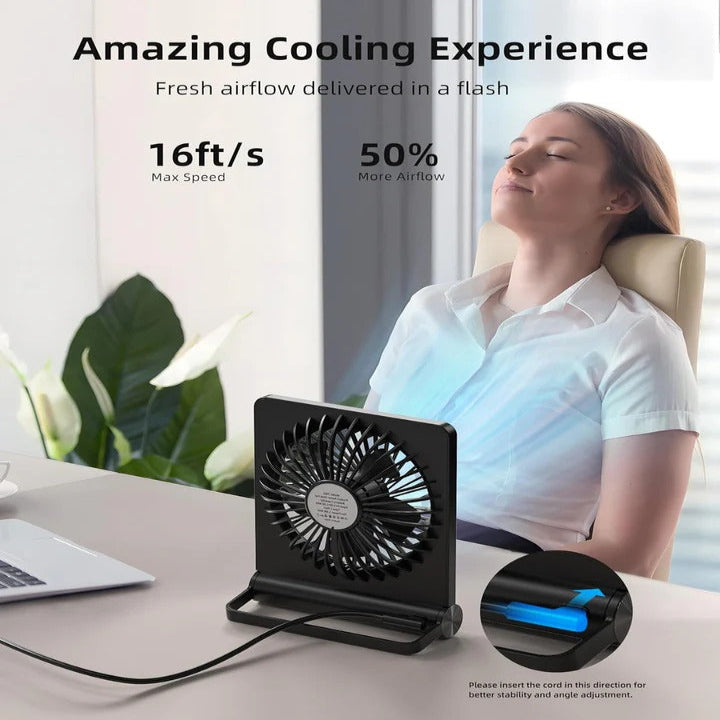 Portable USB Desk Fan with Adjustable Airflow