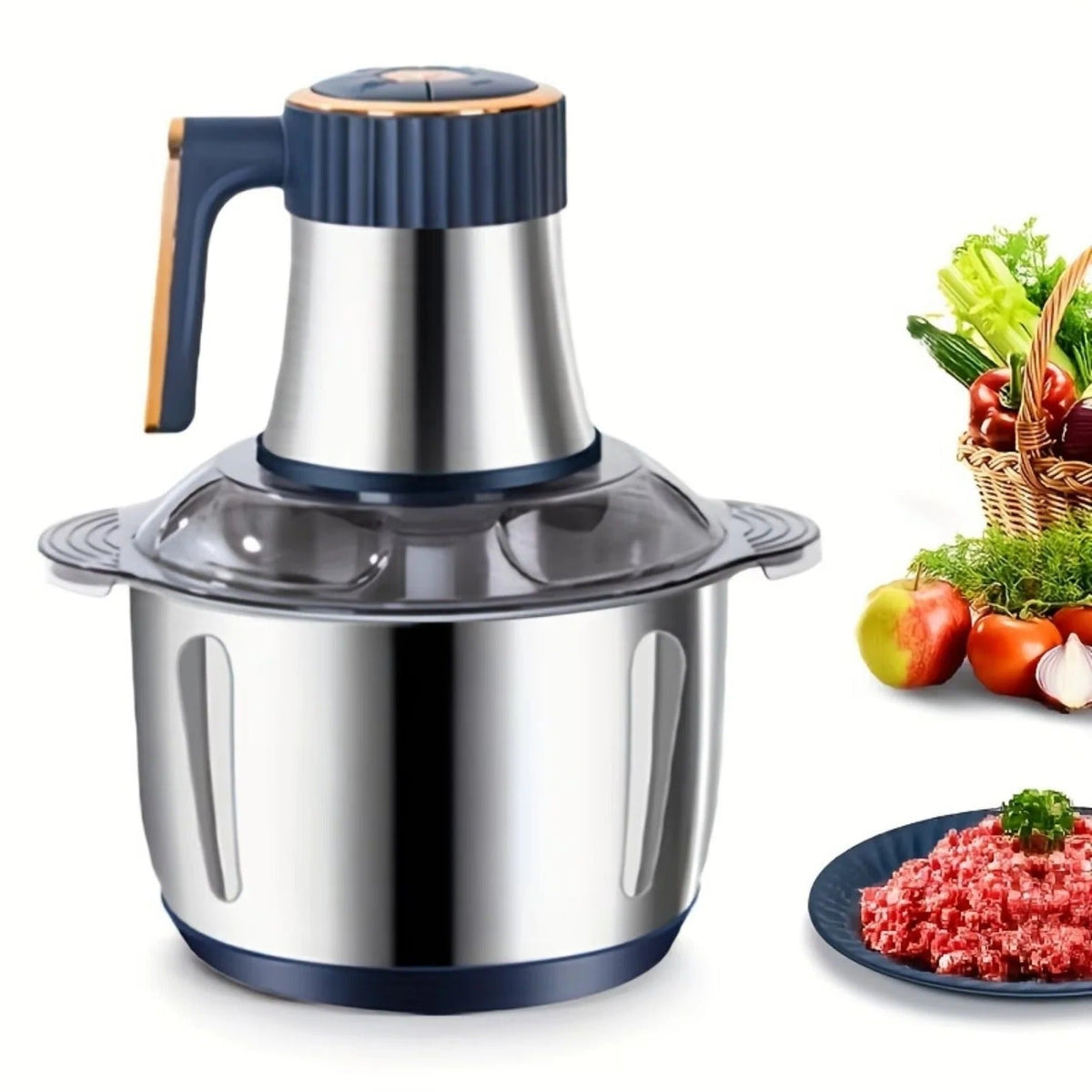 Versatile Electric Food Processor with Dual Stainless Steel Blades