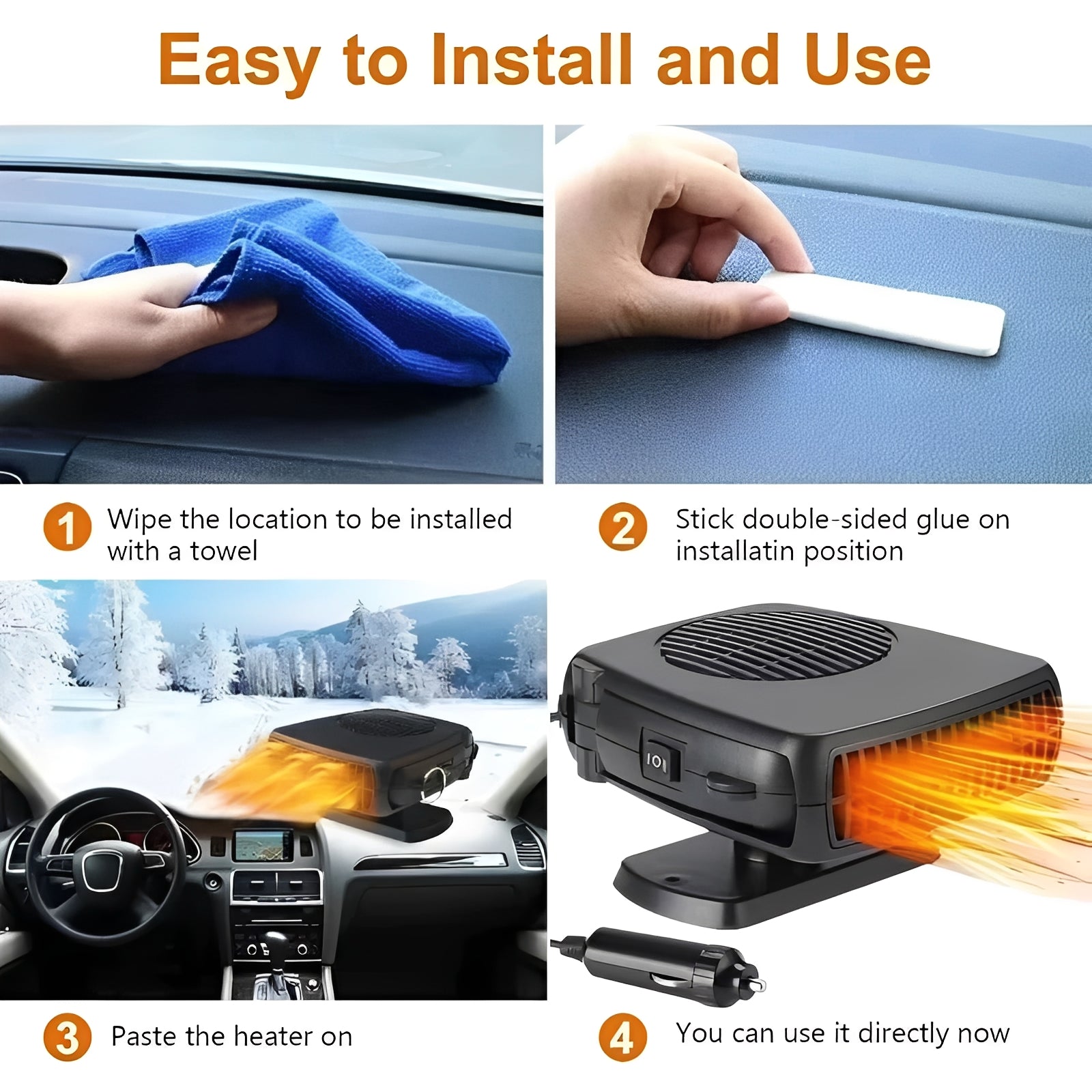 All-Season Car Airflow Heater and Fan for Windshield Clarity