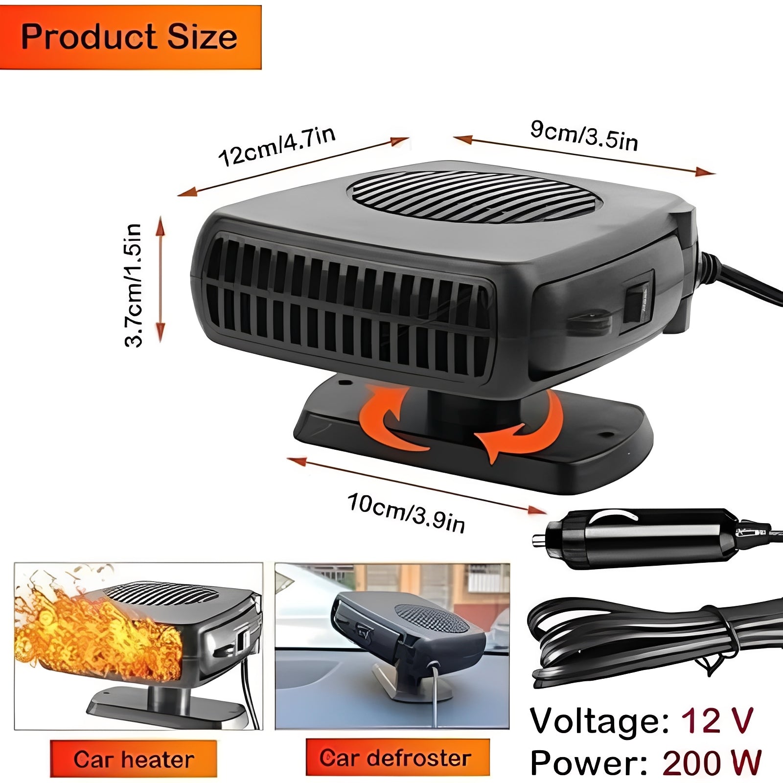 All-Season Car Airflow Heater and Fan for Windshield Clarity